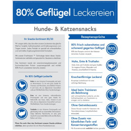 80% Geflügel Leckereien (Huhn, Ente & Truthahn)