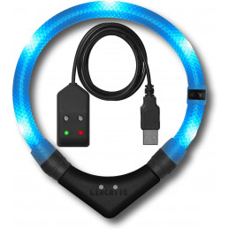 LEUCHTIE Easy Charge - LED Halsband für Hunde - eisblau
