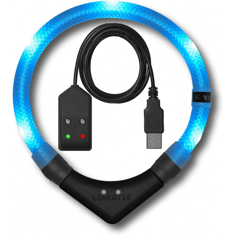 LEUCHTIE Easy Charge - LED Halsband für Hunde - eisblau