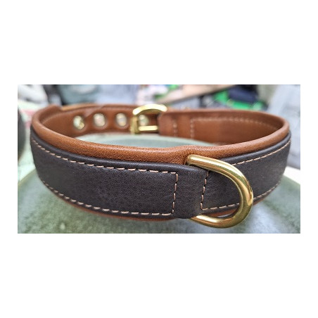 Halsband Klassik Exclusiv dunkelbraun - cognac / gold