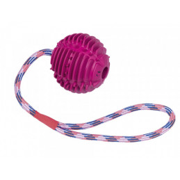 Vollgummi Ball mit Seil Ball: 7,5 cm Seil: 30 cm