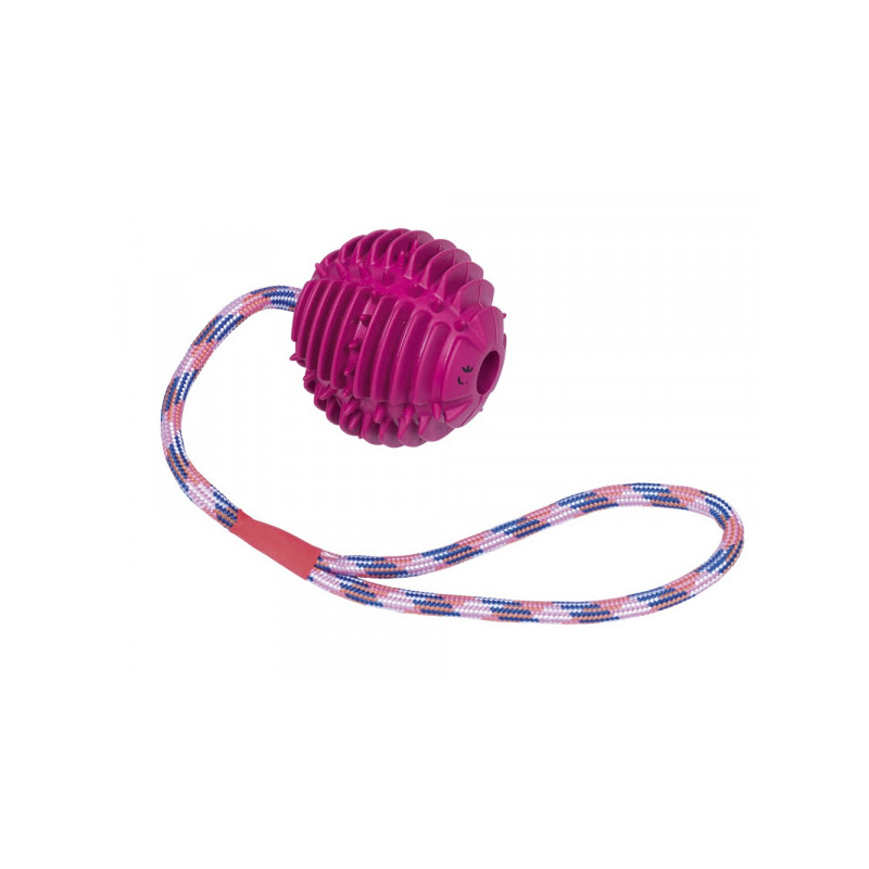 Vollgummi Ball mit Seil Ball: 7,5 cm Seil: 30 cm