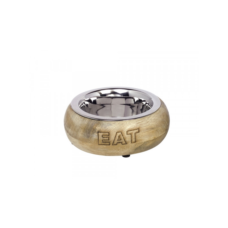 Edelstahlnapf "EAT" mit Holzring