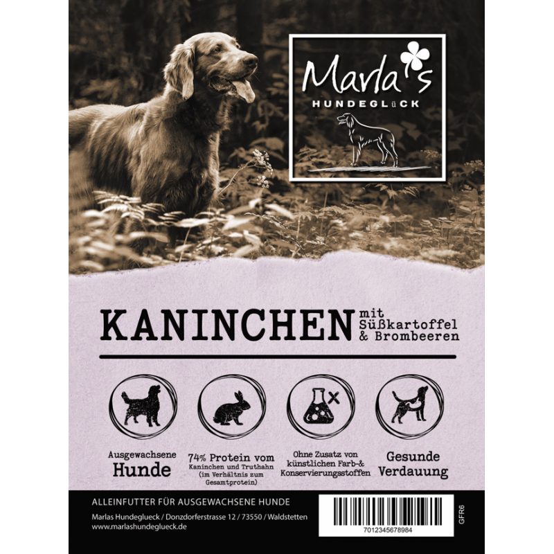 Kaninchen mit Süßkartoffel & Brombeere (getreidefrei)