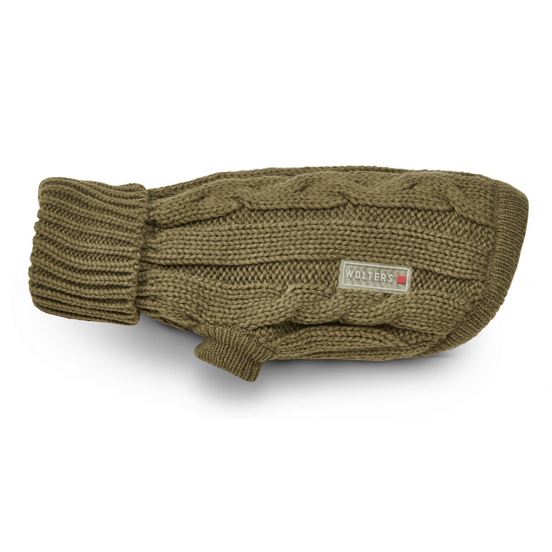 Zopf-Strickpullover olive