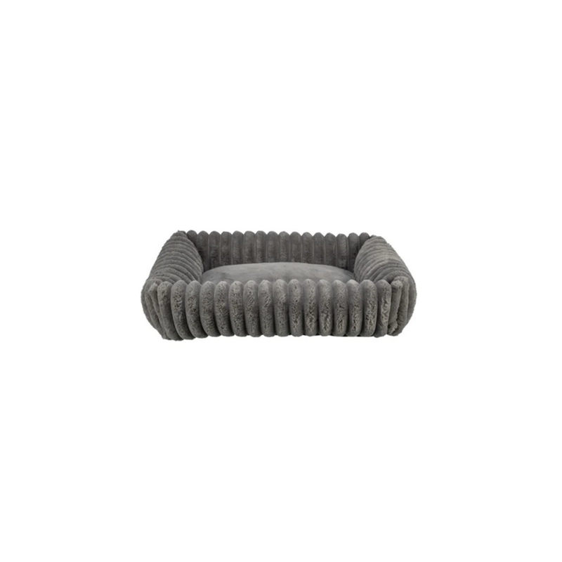 Bett Lonni, Cordplüsch, eckig, grau SOFT Edition