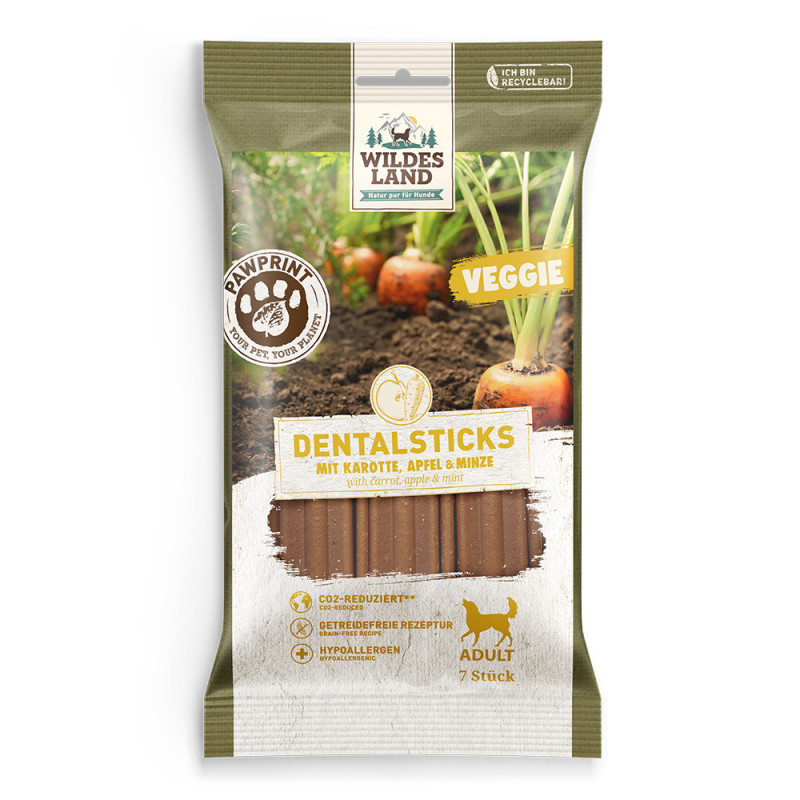 Wildes Land Dentalsticks m.Karotte+Apfel+Minze 180g