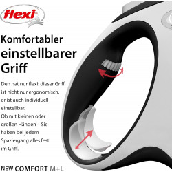 flexi New COMFORT weiß/schwarz gurt L: 8m