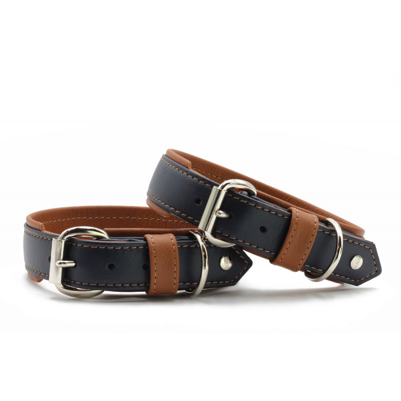 Halsband Klassik Soft Royal dunkelblau - cognac / silber