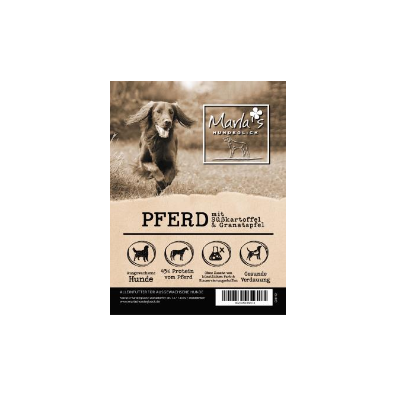 Pferd mit Süßkartoffel & Granatapfel (getreidefrei)