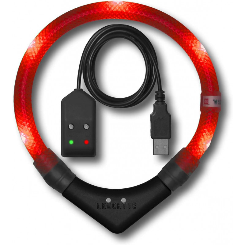 LEUCHTIE Easy Charge - LED Halsband für Hunde - rot