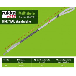 Rukka®Pets Führleine Rukka® HIKE TRAIL - Wanderleine, Polyester (1-tlg), besonders langer Expanderteil